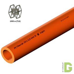 PE Fiberrør 20 x 2,0 mm, 1000m singlerør riller orange