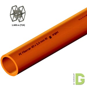PE Fiberrør 40 x 3,4 mm, 1600m singlerør riller orange