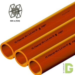 PE Fiberrør 40 x 3,4 mm, 3- kammer 500m riller orange